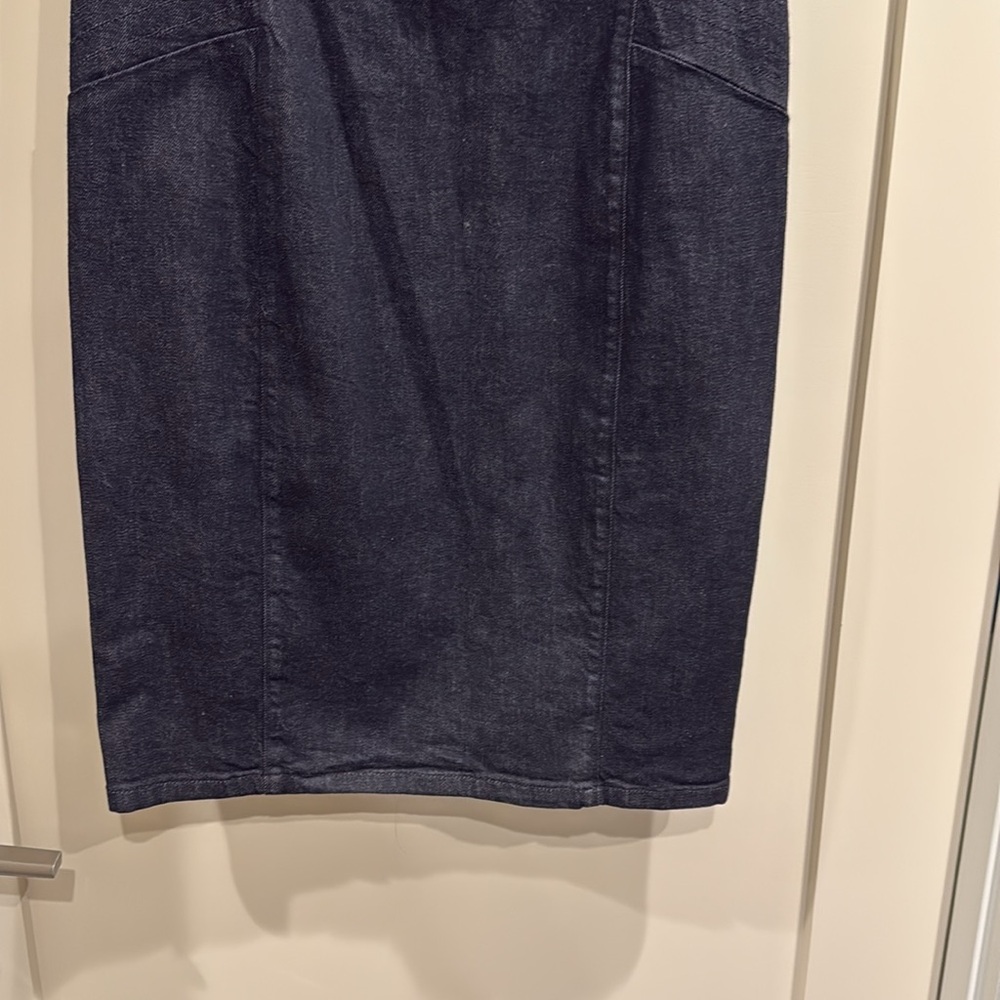Ralph Lauren black label black denim and leather fitted dress - Picture 5 of 7